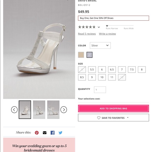 David’s Bridal Silver Belize 12 (Style), Size 8.5 - Picture 4 of 4